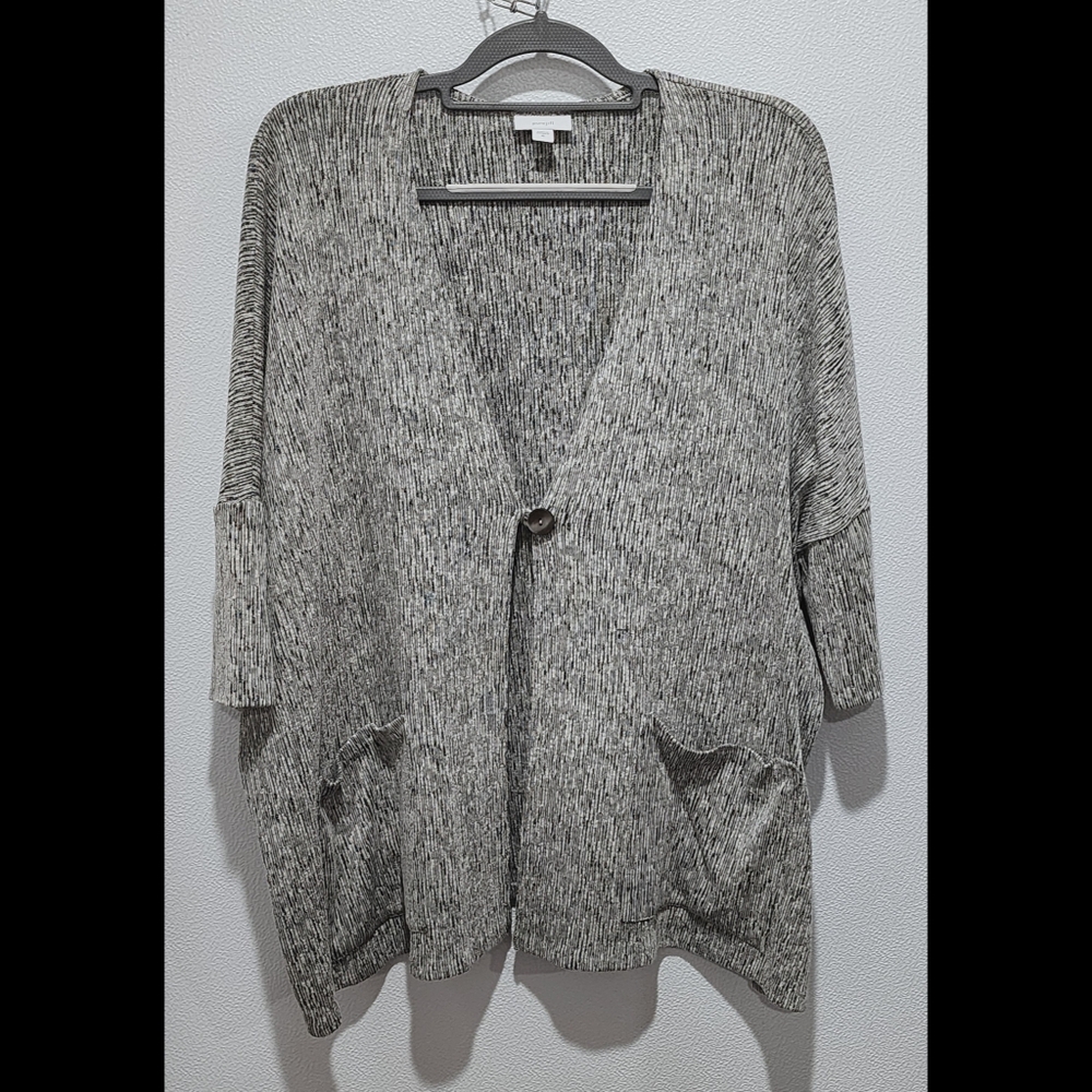 PureJill J. Jill Linen Blend One Button Short-Sleeve Cardigan Size XL Lagenlook